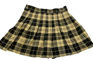 NWT Wildcat Fashion Wildcat Pleated Plaid Black/ Tan Academia Skirt W Shorts Med - Picture 1 of 4
