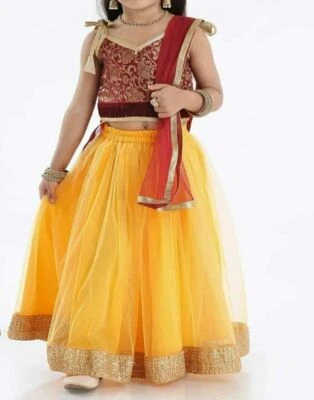 Yellow Kids Designer Lehenga Choli, Readymade Lehenga, Ethnic Lehenga Choli - Image 1 of 2