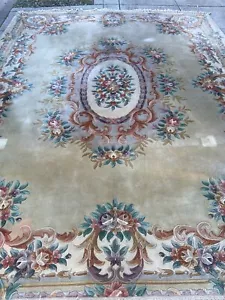 9' X 12' CHINESE WOOL HANDMADE RUG, USED NEEDS CLEANING - Picture 1 of 6