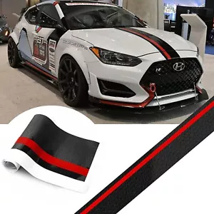 55'' Sport Racing Red-Line Black 5D Carbon Fiber Front Hood Sticker Trim For BMW - Picture 1 of 9
