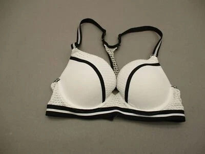 Bralette 34B On Gossamer para mujer blanco/negro forrado con aros espalda deportiva 4F Foto 1 de 4