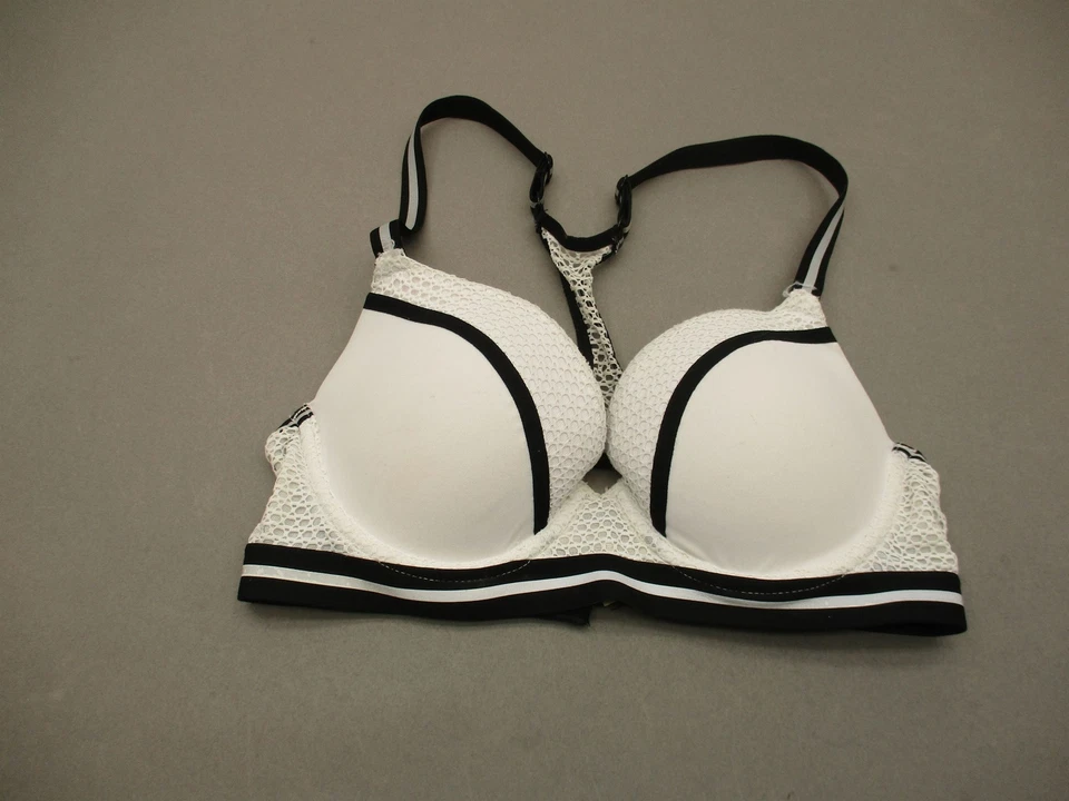 Bralette 34B On Gossamer para mujer blanco/negro forrado con aros espalda deportiva 4F Foto 1 de 4