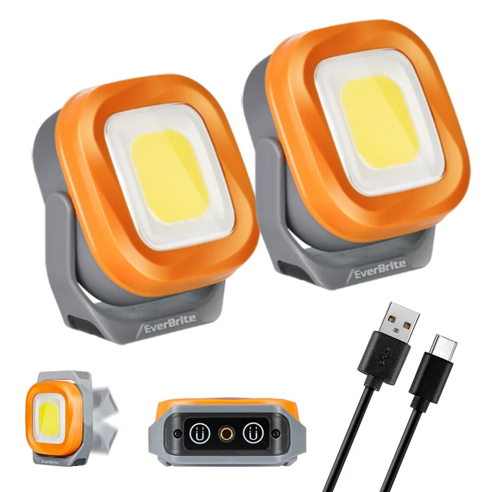 1000Lumen USB Rechargeable LED Work Light Magnetic Super Bright Worklight 2-PACK - Image 1 of 4