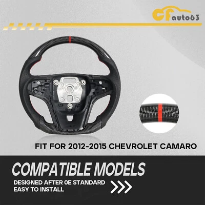 Volante deportivo de fibra de carbono real apto para Chevrolet Camaro 2012-2015 ZL1 SS Foto 1 de 4