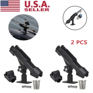 2Pcs 360° Adjustable Boat Fishing Pole Rod Holder For Kayak Boat Side Rail Mount - Picture 1 of 10
