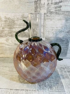 Vintage Blown Glass Yellow Bumpy Pineapple Apple Fruit Bottle Decanter 8” - Picture 1 of 8