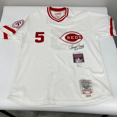 Johnny Bench 1976 WS MVP Signed Mitchell & Ness Cincinnati Reds Jersey JSA COA - Image 1 of 4
