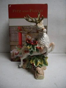 Fitz & Floyd Regal Holiday Leaping Deer Reindeer Candleholder Right Facing - Picture 1 of 3
