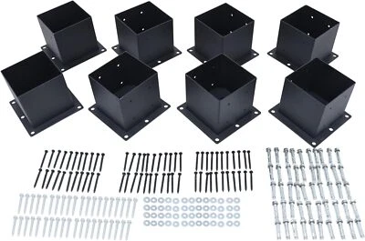 ELITEWILL 8 Pcs 6x6 Post Base Brackets Heavy Duty Wood Post Fence Post Anchor Black Steel