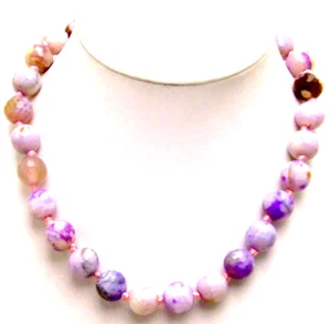 Gargantilla redonda facetada púrpura ágata multicolor 12 mm para mujer joyería de 17" - Imagen 1 de 3