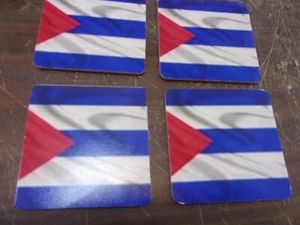 SET OF 4 CUBAN FLAG DRINK COASTERS NEW HANDMADE FAST SHIPPING - Picture 1 of 2