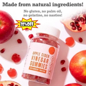 Apple Cider Vinegar 1000mg 60 KETO + ACV Gummies Ginger Extract Metabolism - Picture 1 of 8