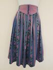 Vintage Skirt Floral Pink Blue Pleated Folk Retro Cotton Dirndl Peasant Size 10
