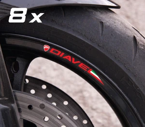 8 x Ducati Diavel calcomanías de rueda pegatinas llanta rayas juego nuevo laminado italiano - Imagen 1 de 2