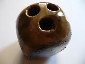 BASSLER, Modernist Pottery MODERN STUDIO POTTERY BROWN BEIGE VASE 3 HOLES AT TOP - Bild 1 von 9