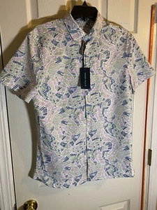 Perry Ellis Geometric Mens S Button Up Shirt Abstract Preppy Outdoors Adult Fun - Picture 1 of 7