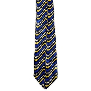 Cherokee Boys' Polyester Blue Yellow Wavy Neck Tie 3" x 49" - Picture 1 of 2