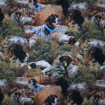 Edredón de algodón BonEful tela FQ marrón verde árbol real caza perro camuflaje escénico Foto 1 de 4