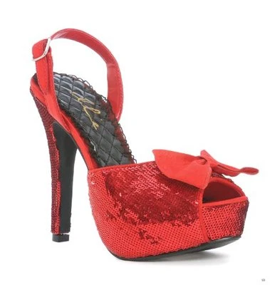 Sexy Zapatos Ellie Lentejuelas Rojo 5 Pulgadas Tacón Peep-Toe Bombas con Lazo Satinado Foto 1 de 2