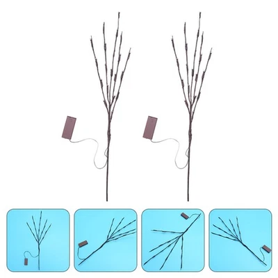  2 Pcs Rami Luminosi Led Albero Di Betulla Con Luci Lampada Luce Notturna - Immagine 1 di 4