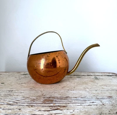 Copper Plant Watering Can Brass Handle Metal Art Deco Vintage - Image 1 of 4