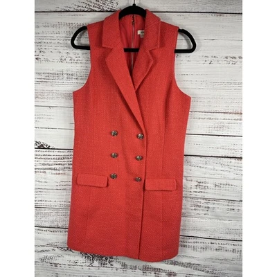Vestido Jason Wu Para Mujer Mediano Rojo Sin Mangas Doble Pecho Tweed Chaleco Mini Foto 1 de 4