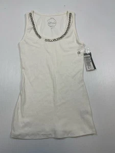 INC International Concepts Woman’s White Jeweled Neckline Sleeveless Tank Top S - Picture 1 of 9