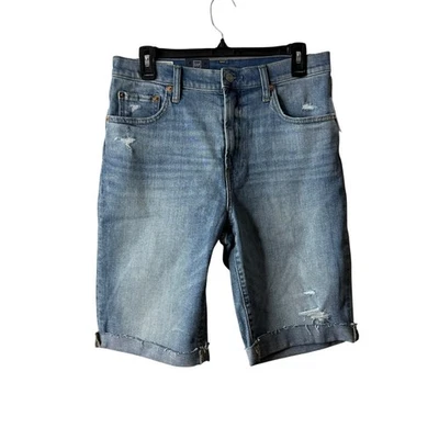 Gap Medium Wash Distressed Roll Hem Bermuda High Rise Shorts Size 8 29 Tall NWT - Image 1 of 4