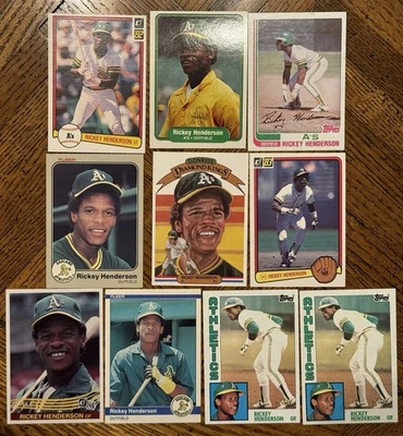 Lote Rickey Henderson (10)-1982 1983 1984 Topps Fleer Donruss Diamond King casi nuevo+ Foto 1 de 2