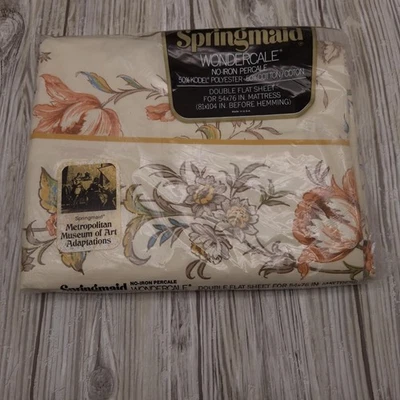 Vintage Springmaid Wondercale Double Flat Sheet Newburyport Met Museum USA NIP - Image 1 of 4