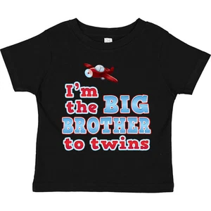 Inktastic I'm The Big Brother To Twins. Toddler T-Shirt Airplane Red Blue New - Picture 1 of 12