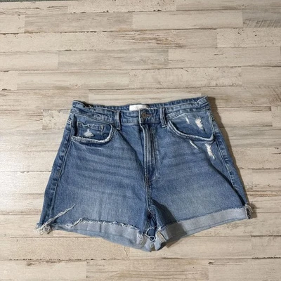 Pantalones cortos de mezclilla desgastados de tiro alto Vervet Rebecca Foto 1 de 4