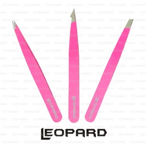 PINK FACIAL EYEBROW BODY HAIR PLUCKING REMOVING SLANTED TIP CRAFT TWEEZERS - Picture 1 of 5