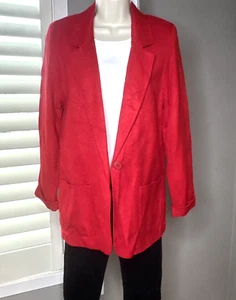 Nordstrom MEDIUM Blazer 100% Rayon Red Professional Suit Jacket SZ M - Picture 1 of 10