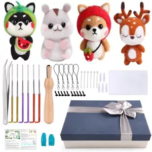 Animal Dog Cat Wool Felting Spinning Doll Making Wool Needle Felting Kit Gift - Picture 1 of 12