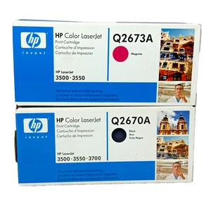 Lote Cartucho de impresión HP Color LaserJet Q2673A Magenta Q2670A Negro 3500 3550 - Imagen 1 de 16