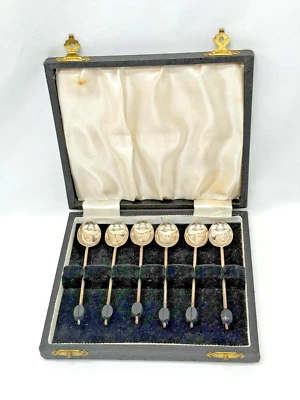 Antiguo juego de 6 cucharas de café de plata de ley William Suckling Birmingham 1922 Foto 1 de 4