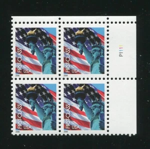 3695 Estatua de la Libertad Placa Bloque de 4 Estampillas Primera Clase (39¢) MNH 2005 - Imagen 1 de 2