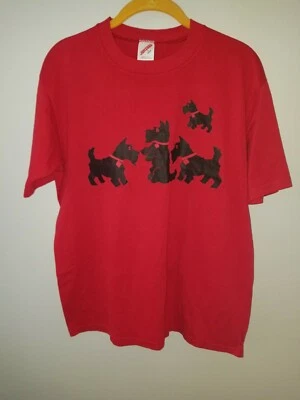 Camiseta vintage Jerzees grande roja Scottie Dog Foto 1 de 4
