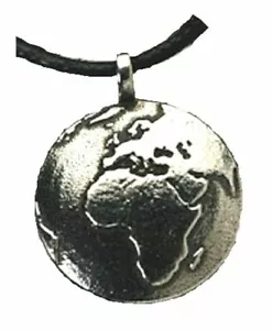 More details for planet earth pendant pewter waxed cord souvenir gift necklace jewellery handmade