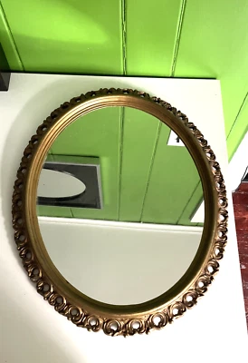 Vintage Hollywood Regency Gold Ornate OVAL Wall Mirror By Turner Co 20x24” - Image 1 of 4