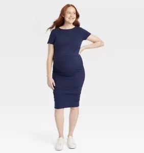 Ingrid Isabel Maternity XL Skirt Set Top Navy Blue Short Sleeve Match Knit New - Picture 1 of 3