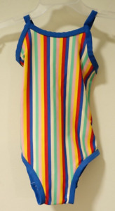 New Hanna Andersson Colorful Stripe Scoop Back Bathing Suit Girl's 80 / 18-24M