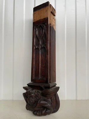 2025 SALE !!! A Beautiful carved Gothic Angel/ face Pediment in wood (2) - Image 1 of 4