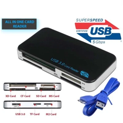 6 in 1 USB 3.0 Multi SD Card Reader Compact 5Gbps for Windows/Mac/Linux/Android - Image 1 of 4