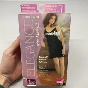 MEDIVEN ELEGANCE HASTA EL MUSLO CON BANDA SUPERIOR PEQUEÑA PUNTA CERRADA 20-30 TALLA II NEGRO - Imagen 1 de 5