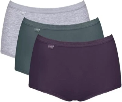 Sloggi 3 Pack Basic+ Size 12 Maxi Cotton Dark Combi Grey, Green, Purple BNIB