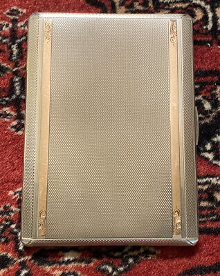 Sterling And 9K Gold Cigarette Case By WTT & Co. Gilt Wash Interior! • 126.70$