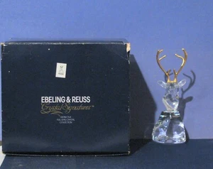 EBELING & REUSS CRYSTAL DEER HEAD WITH GOLD TONE ANTLERS 69306 EX COND - Picture 1 of 6