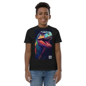 Kids Dinosaur T-Shirt smartphone camera scannable AR/QR code produces a 3D image - Picture 1 of 21